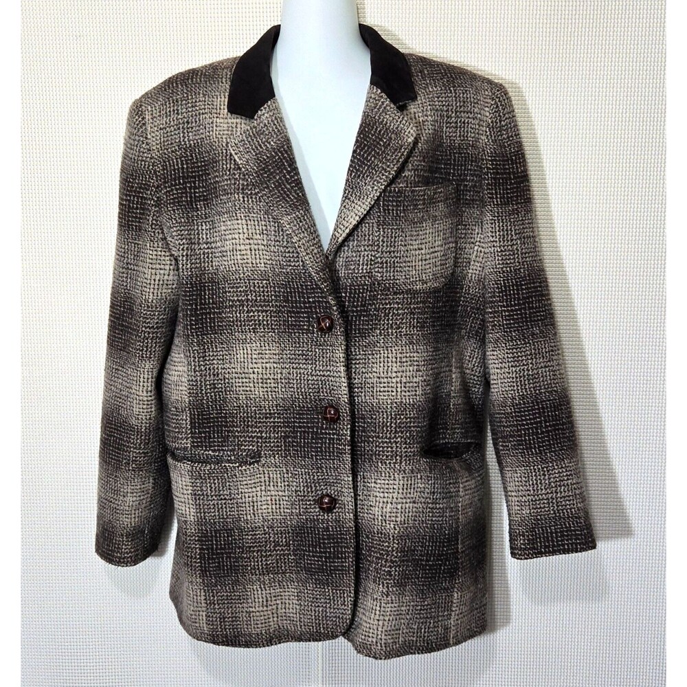JL Colebrook Wool Blazer Jacket Womens Medium Vintage Brown Academia Preppy